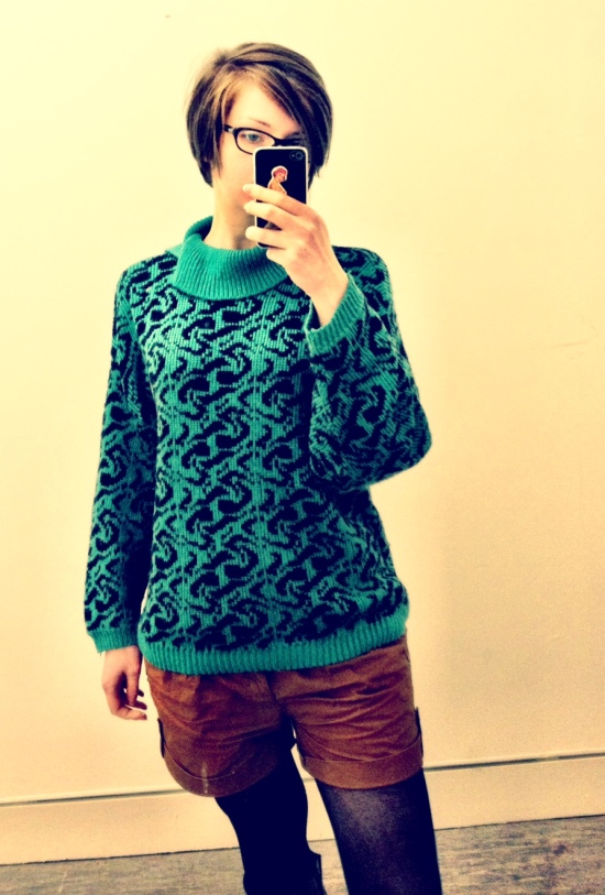 Green and black vintage winter jumper from Armstrongs