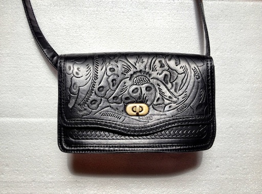 black patterned satchel
