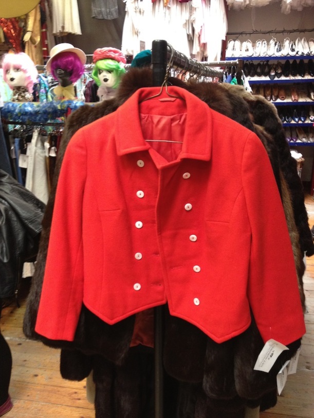 red pillarbox jacket